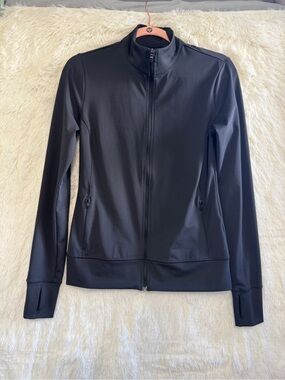 Lolë Womens Fitted Full-Zip Athletic Track Jacket Size XS Black Athleisure Yoga